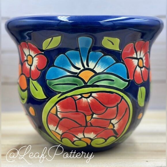 Valeria Talavera Handmade Multi Colored Ceramic Planter Pot - Picture 1 of 10